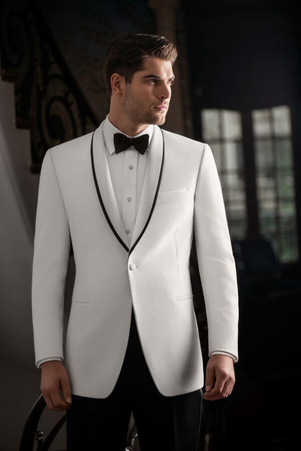 'Waverly' White Tuxedo Jacket by Ike Behar