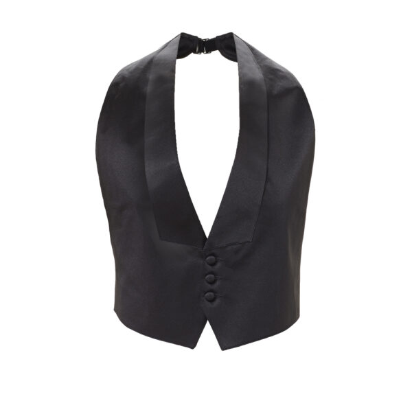 Black Low-Cut Satin Vest