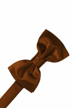 Cognac Solid Satin Bowtie