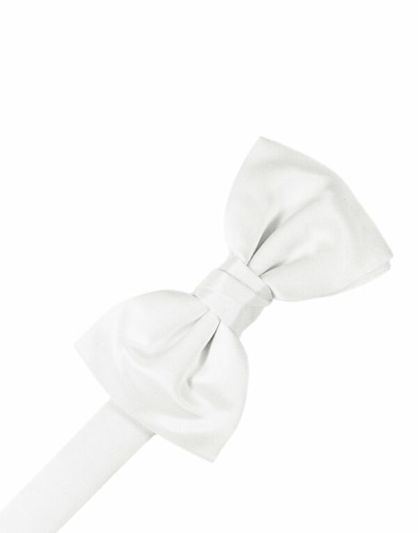 White Solid Satin Bowtie