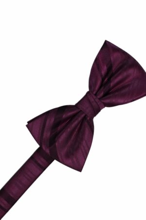 Berry Striped Satin Bowtie