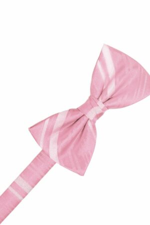 Coral Striped Satin Bowtie