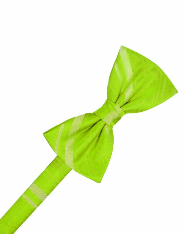Lime Striped Satin Bowtie