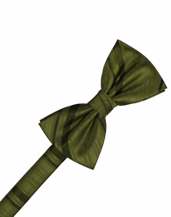 Moss Striped Satin Bowtie