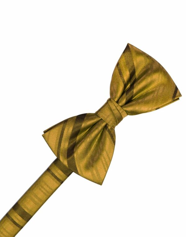 New Gold Striped Satin Bowtie