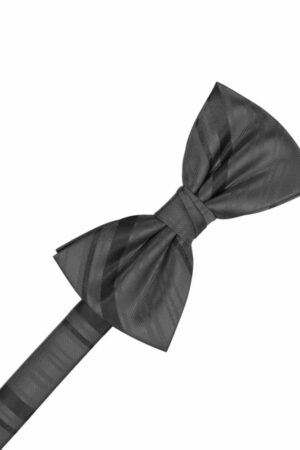 Pewter Striped Satin Bowtie