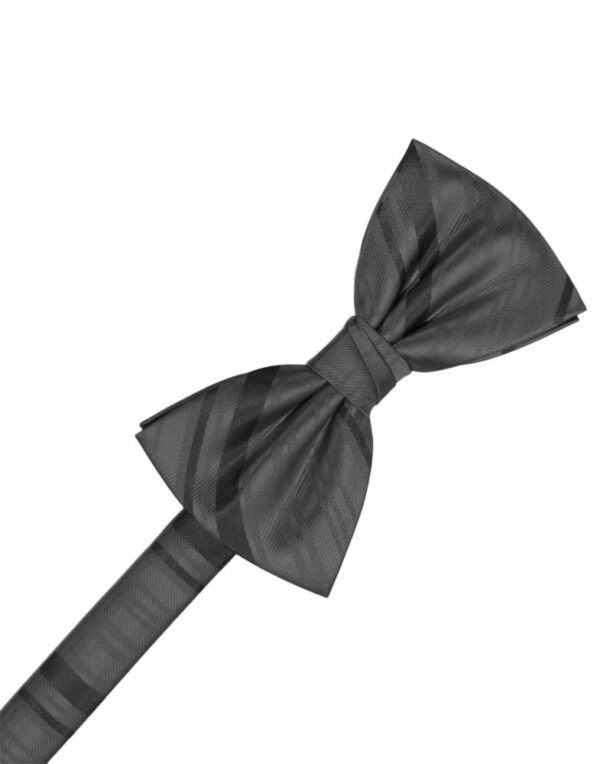 Pewter Striped Satin Bowtie