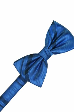 Royal Blue Striped Satin Bowtie