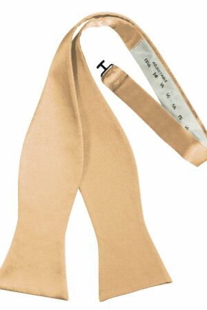 Peach Self-Tie Solid Satin Bowtie