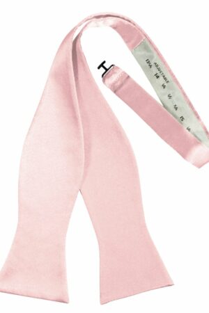 Pink Self-Tie Solid Satin Bowtie