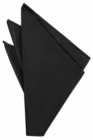 Black Herringbone Pocket Square