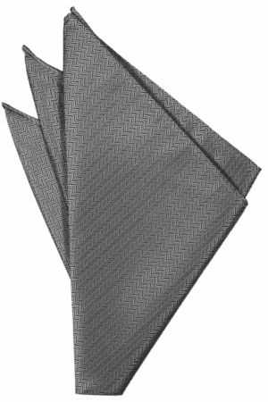 Silver Herringbone Pocket Square