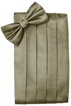 Champagne Herringbone Cummerbund