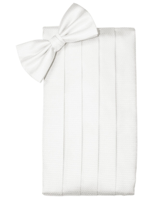 Diamond White Herringbone Cummerbund