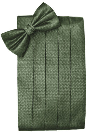 Sage Herringbone Cummerbund