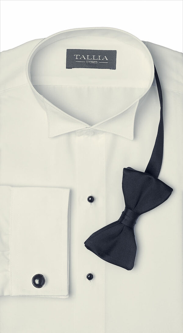 Wingtip Flat-Front Ivory Tuxedo Shirt