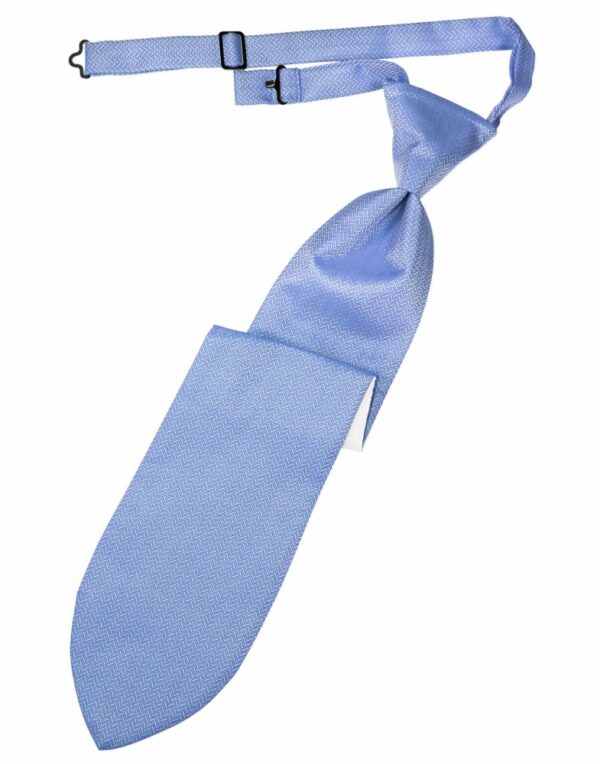 Cornflower Herringbone Long Tie