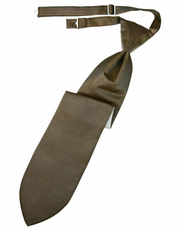 Mocha Herringbone Long Tie