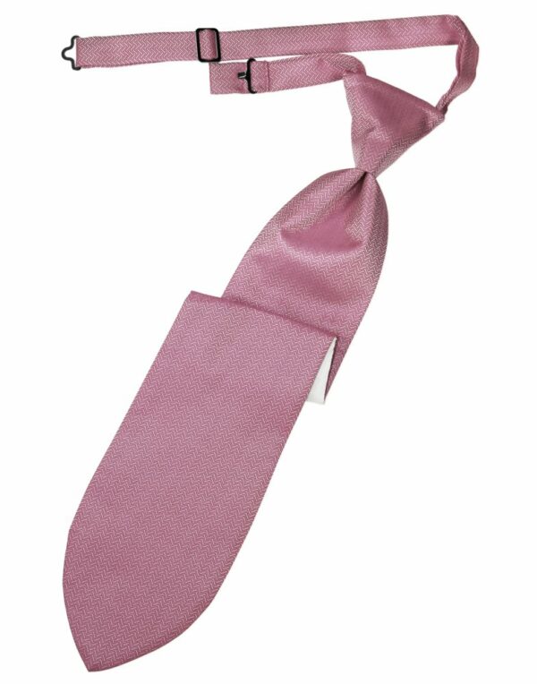 Rose Herringbone Long Tie