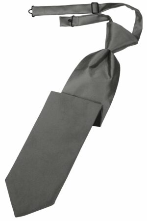 Charcoal Solid Satin Long Tie