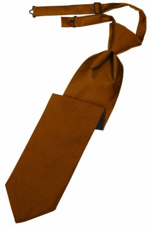 Cognac Solid Satin Long Tie