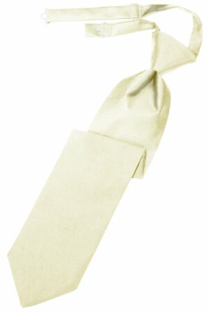 Ivory Solid Satin Long Tie