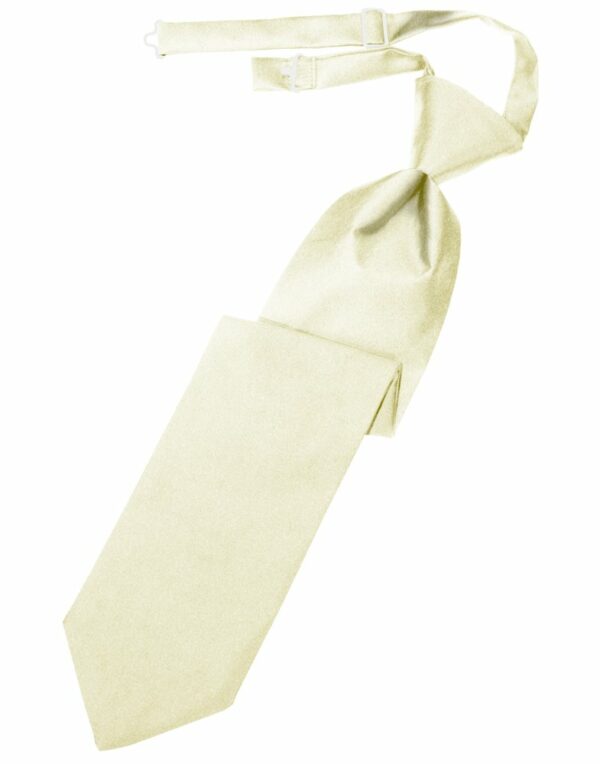 Ivory Solid Satin Long Tie