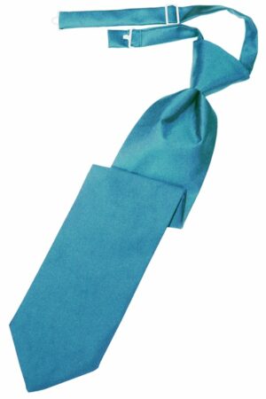 Turquoise Solid Satin Long Tie