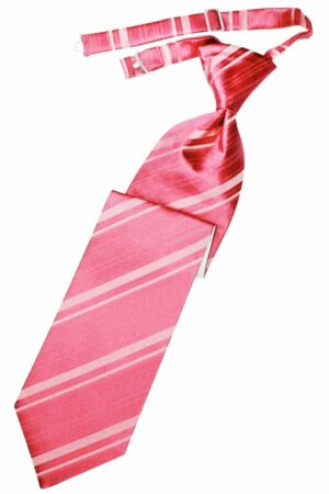 Bubblegum Striped Satin Long Tie