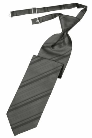 Charcoal Striped Satin Long Tie