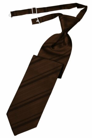 Chocolate Striped Satin Long Tie