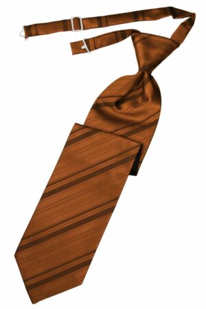 Cognac Striped Satin Long Tie