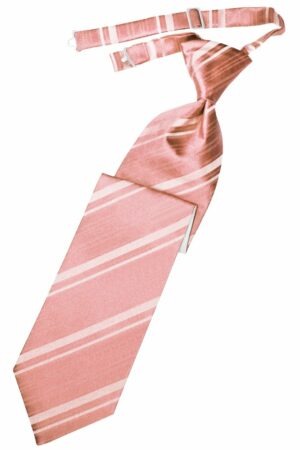 Coral Striped Satin Long Tie