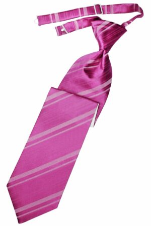 Fuchsia Striped Satin Long Tie