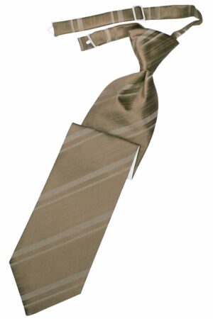Latte Striped Satin Long Tie