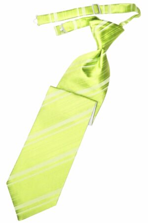 Lime Striped Satin Long Tie