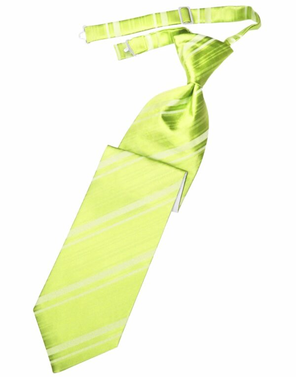 Lime Striped Satin Long Tie
