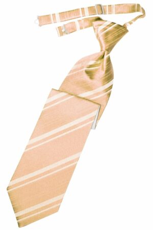 Peach Striped Satin Long Tie
