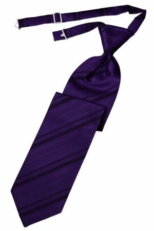 Purple Striped Satin Long Tie