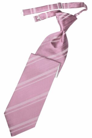 Rose Petal Striped Satin Long Tie