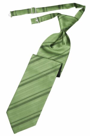Sage Striped Satin Long Tie