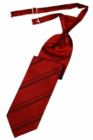 Scarlet Striped Satin Long Tie
