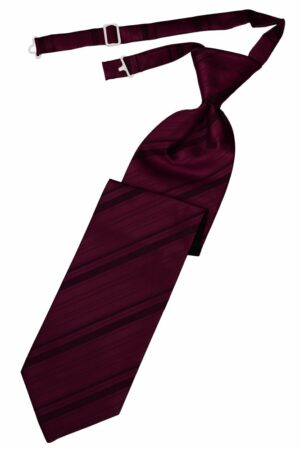 Wine Striped Satin Long Tie