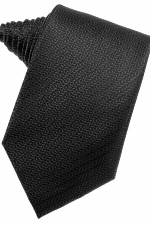 Black Herringbone Suit Tie