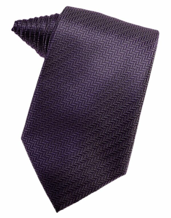 Plum Herringbone Suit Tie