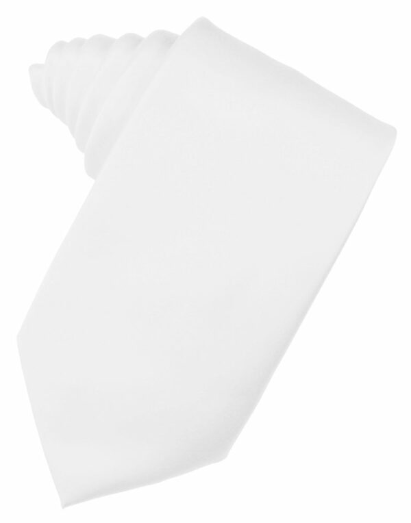 White Solid Satin Suit Tie