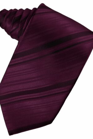 Berry Striped Satin Suit Tie