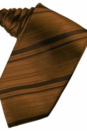Cognac Striped Satin Suit Tie