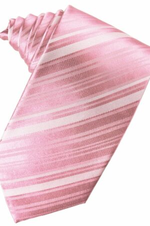 Coral Striped Satin Suit Tie