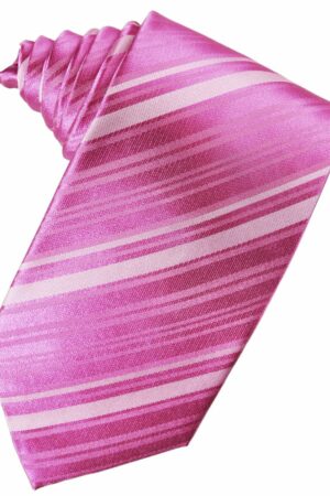 Fuchsia Striped Satin Suit Tie
